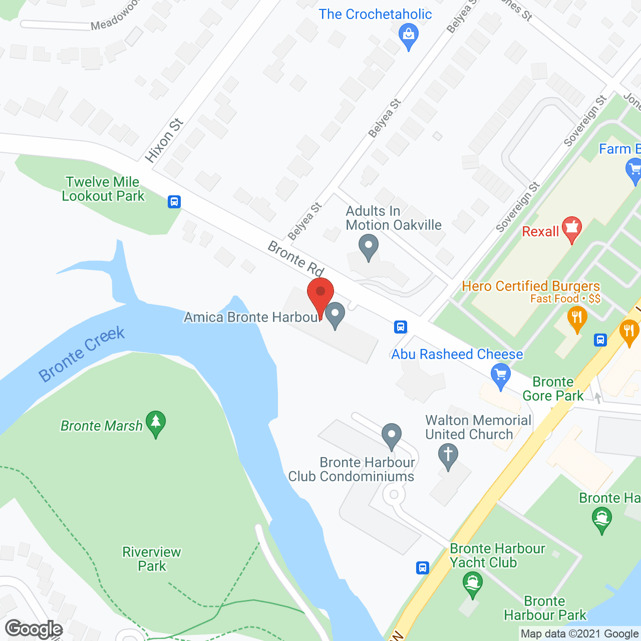 Map of the neighborhood around Amica Bronte Harbour