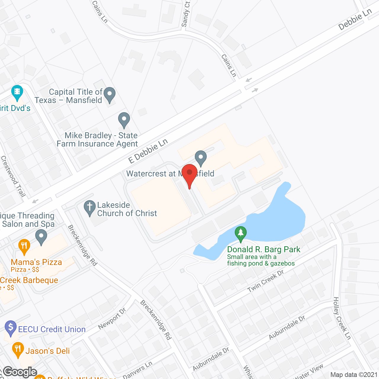 Map of the neighborhood around Watercrest at Mansfield