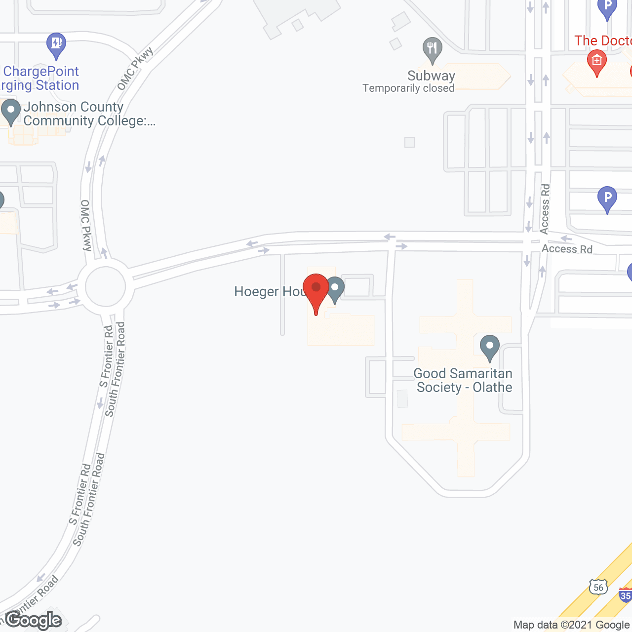 Map of the neighborhood around Hoeger House