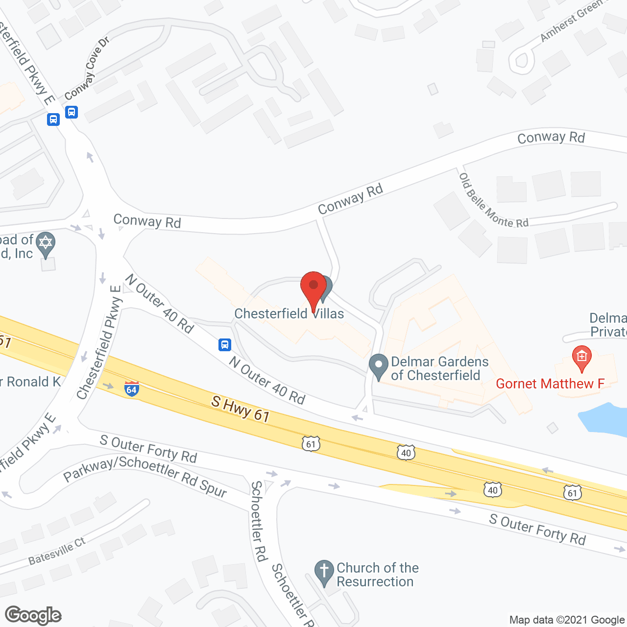 Map of the neighborhood around Chesterfield Villas