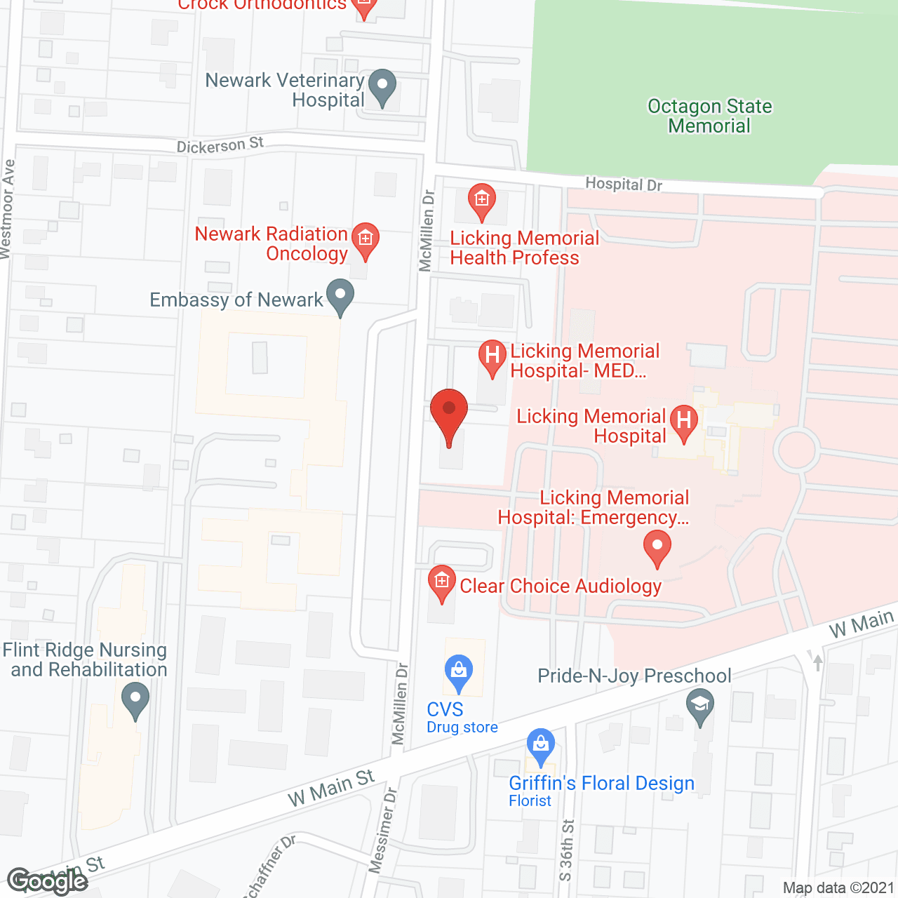Map of the neighborhood around Newark Healthcare Ctr