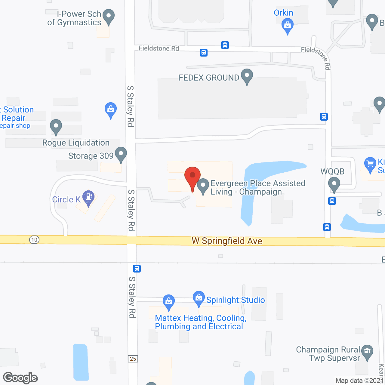 Map of the neighborhood around Evergreen Place Champaign