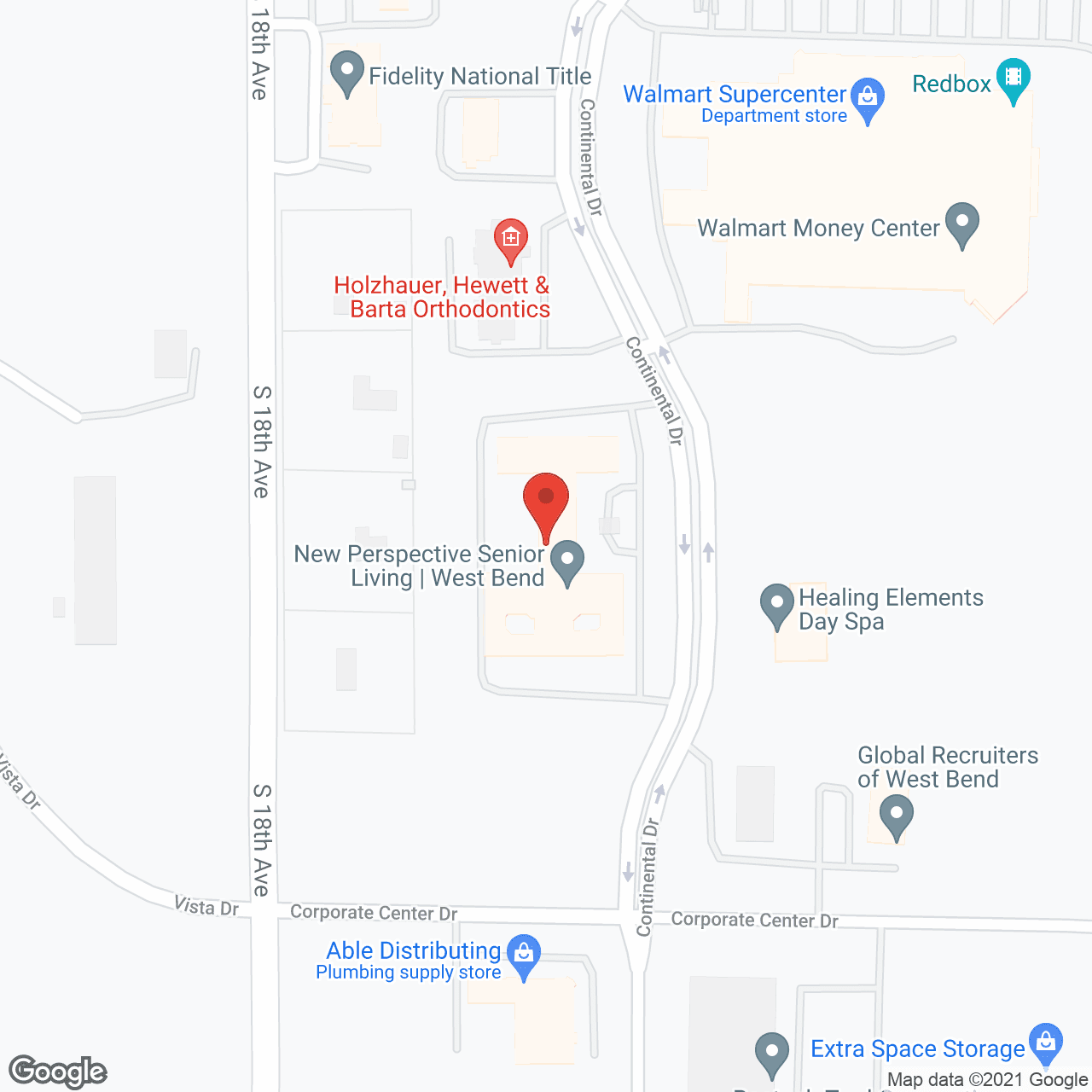Map of the neighborhood around New Perspective West Bend