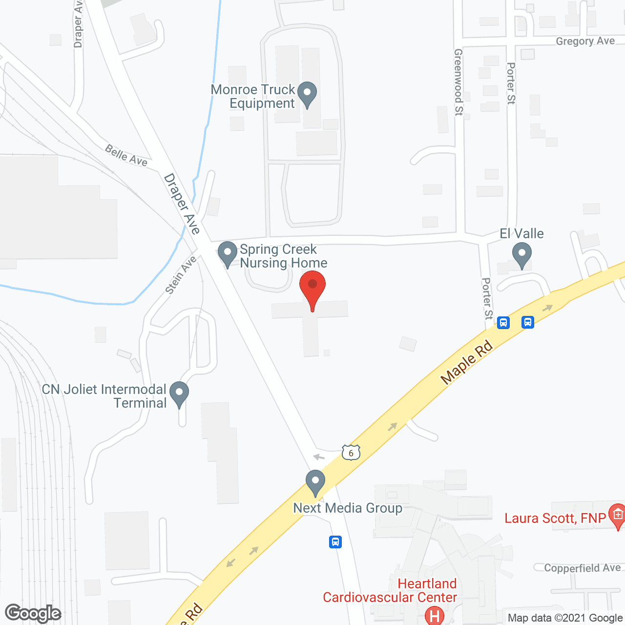 Map of the neighborhood around Hillcrest Healthcare Ctr