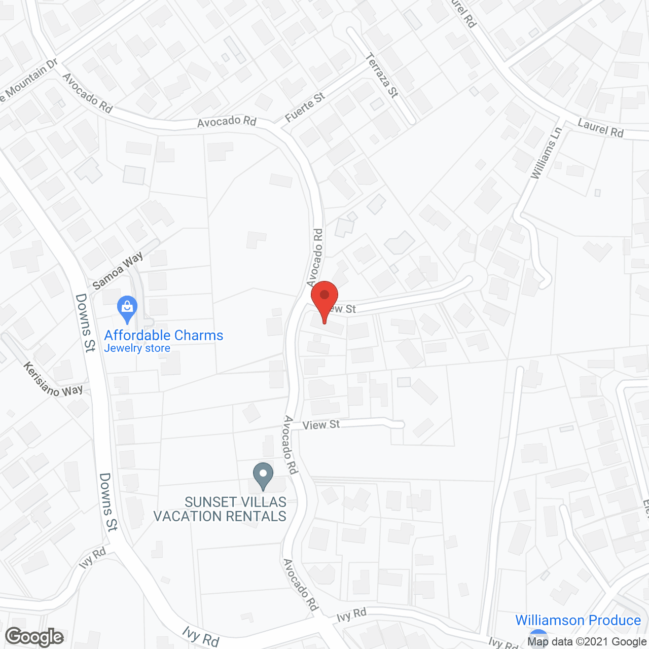 Map of the neighborhood around Julia's Cottage