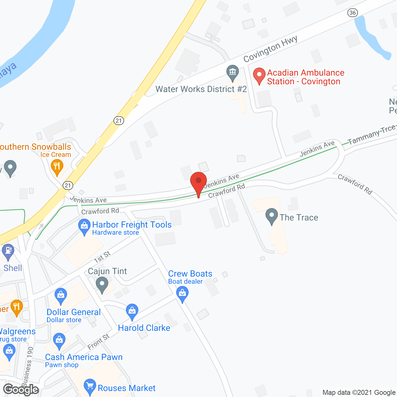 Map of the neighborhood around The Trace Senior Community