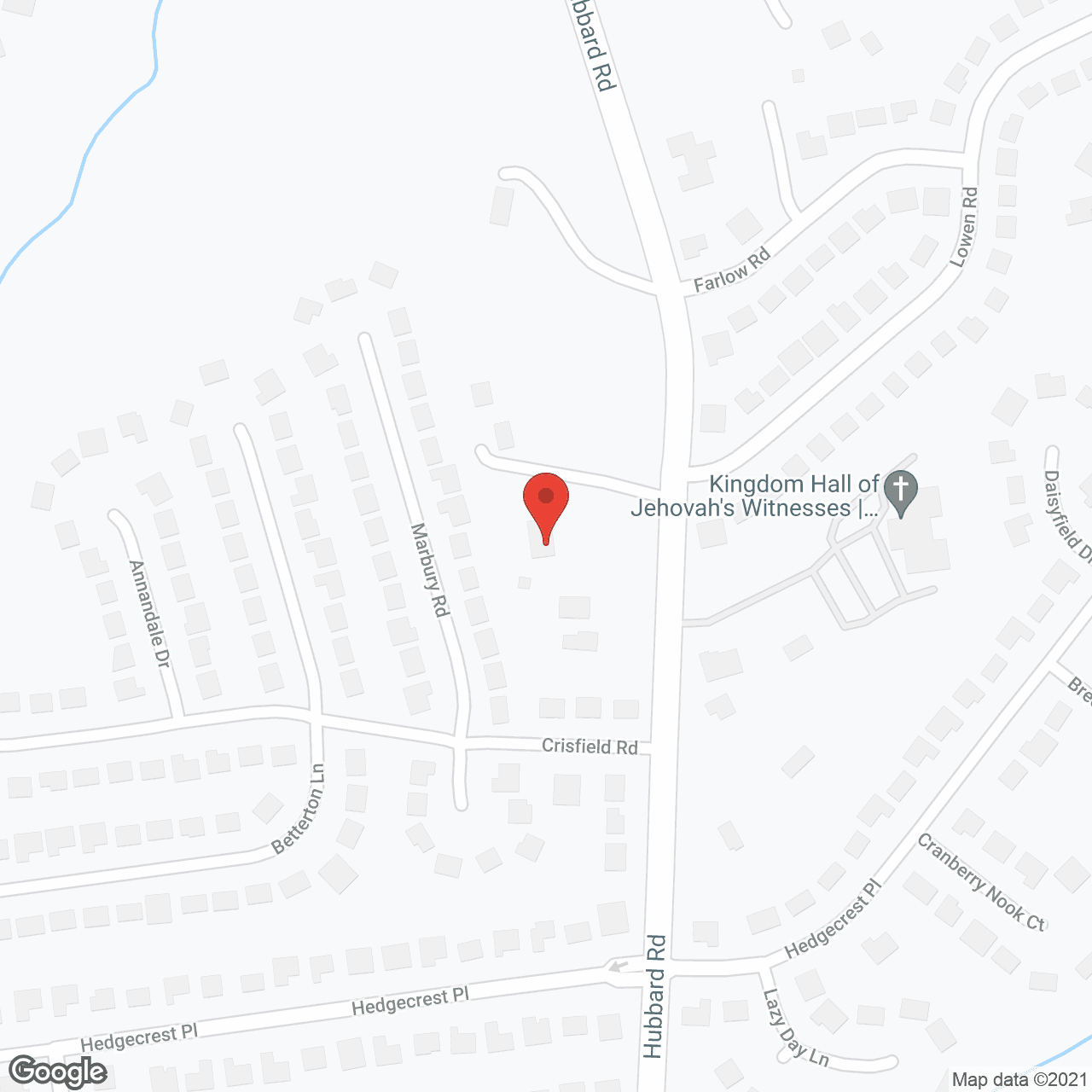 Map of the neighborhood around The Hubbard House
