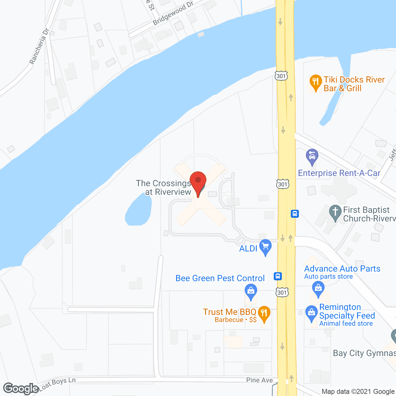 Map of the neighborhood around The Crossings at Riverview