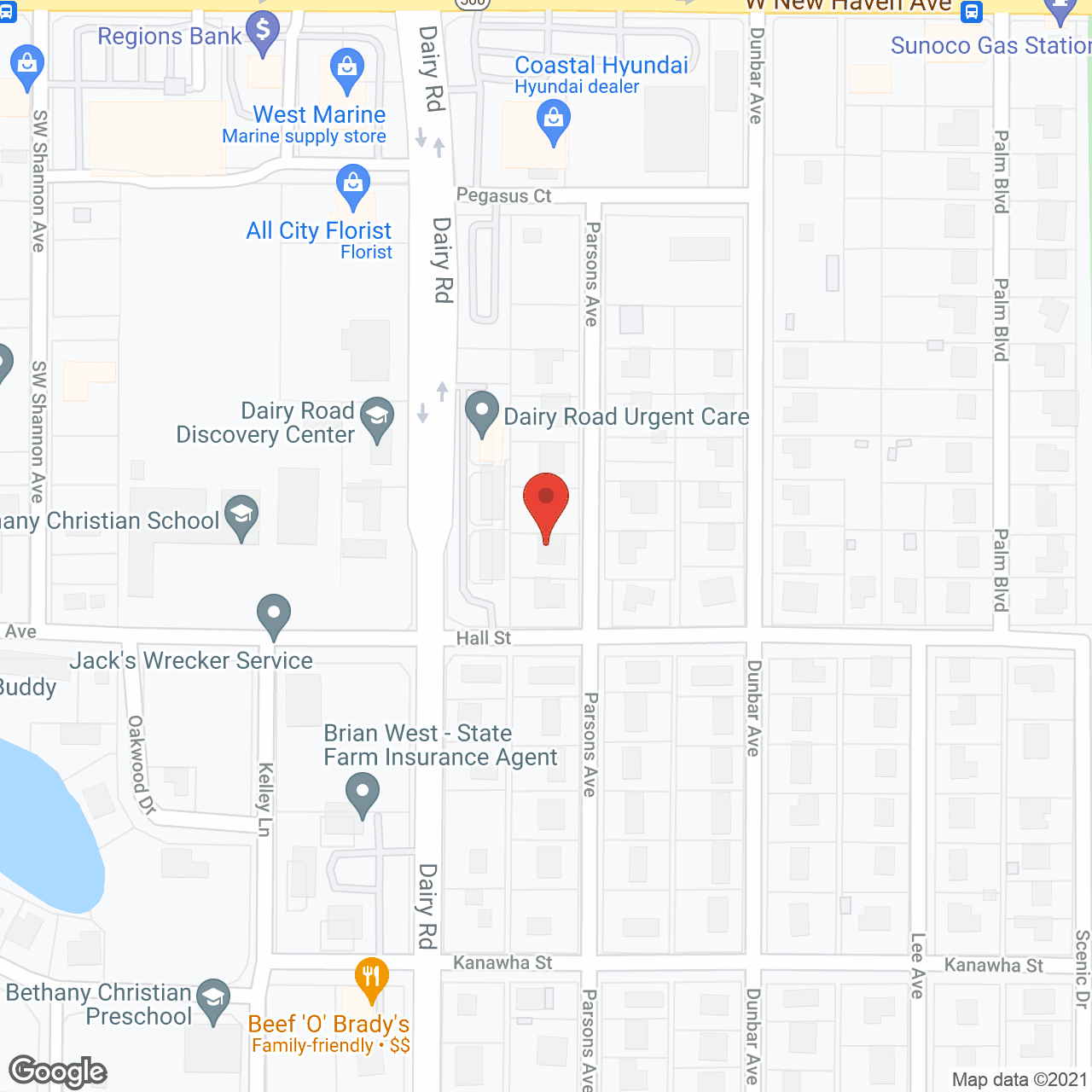 Map of the neighborhood around Shangri-La of Melbourne ALF, LLC