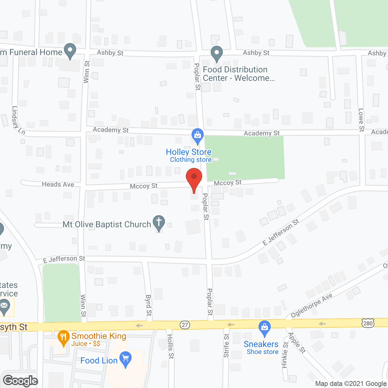 Map of the neighborhood around Reynolds Home of Care