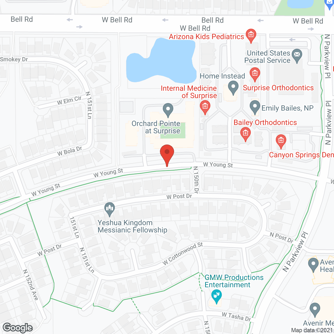Map of the neighborhood around Orchard Pointe at Surprise