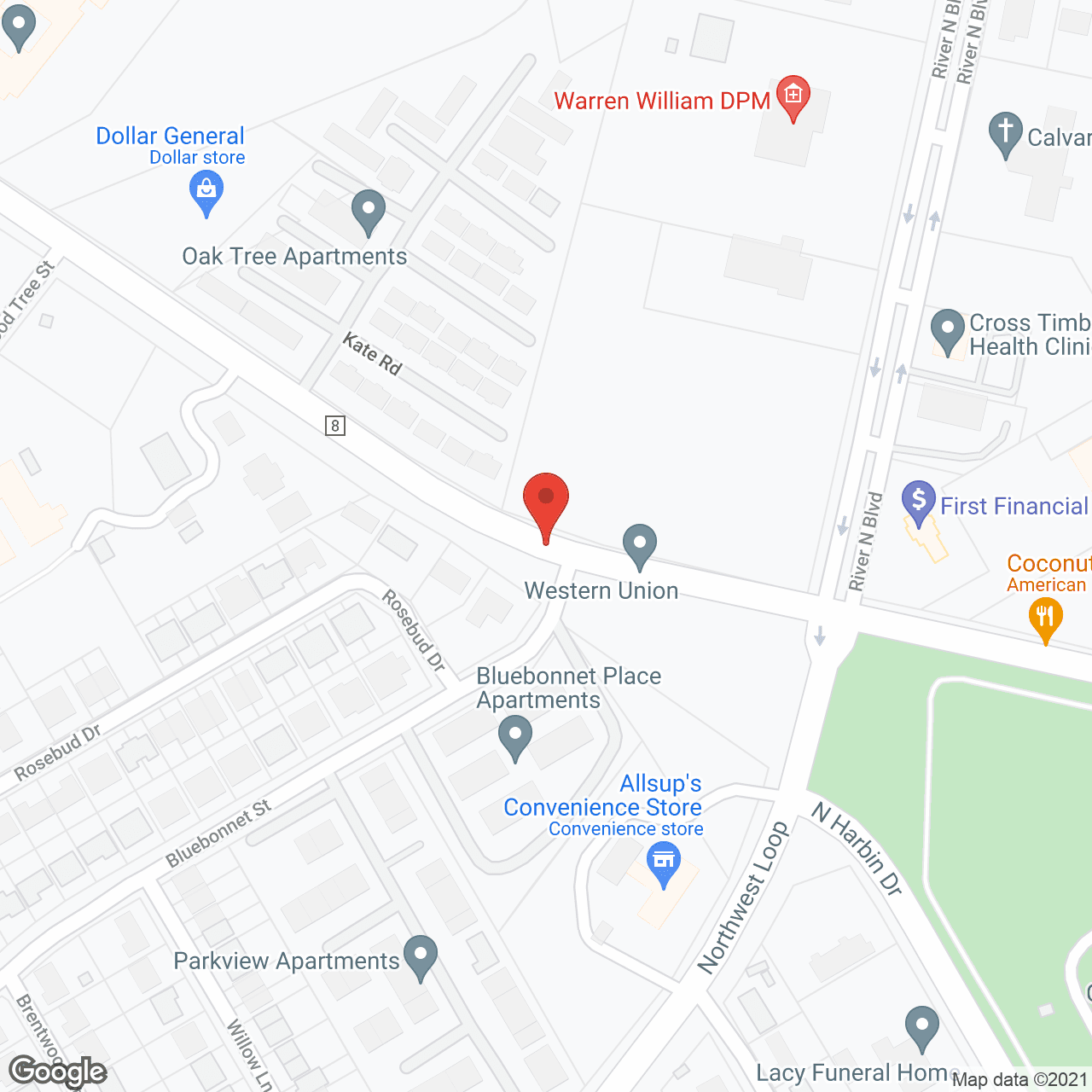 Map of the neighborhood around Laurel Glen at Stephenville Assisted Living and Memory Care
