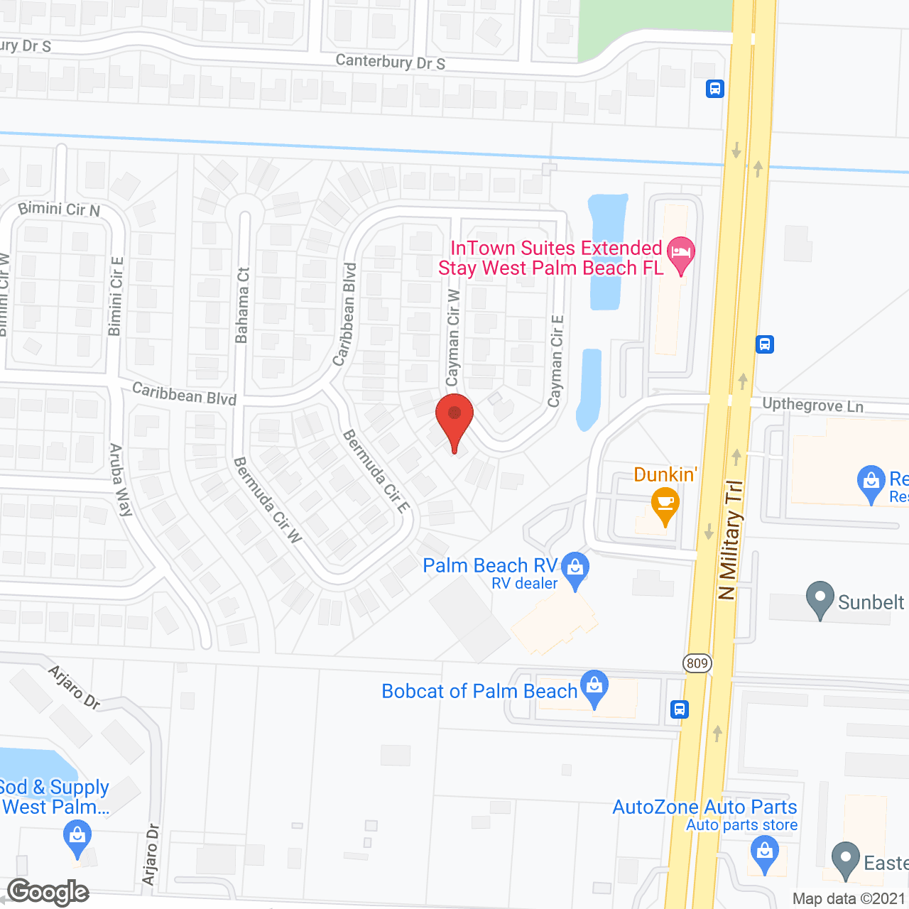Map of the neighborhood around Cayman Circle Adult Family Care