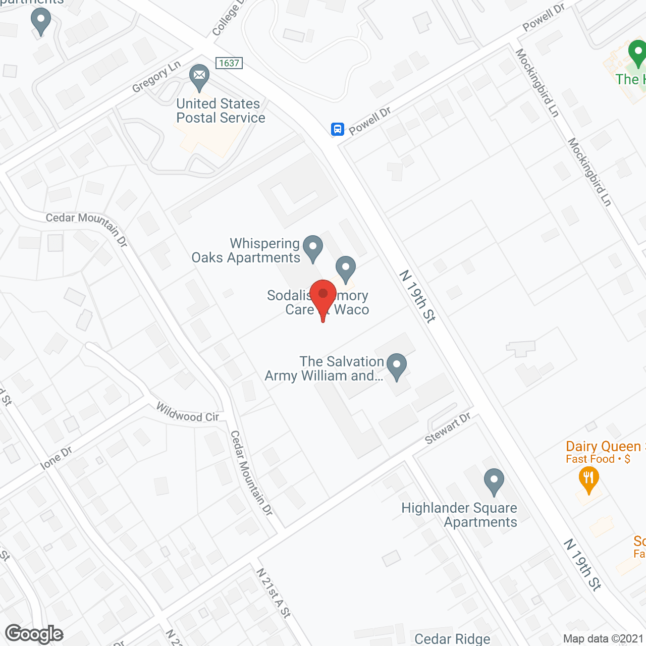Map of the neighborhood around Mercy House Waco