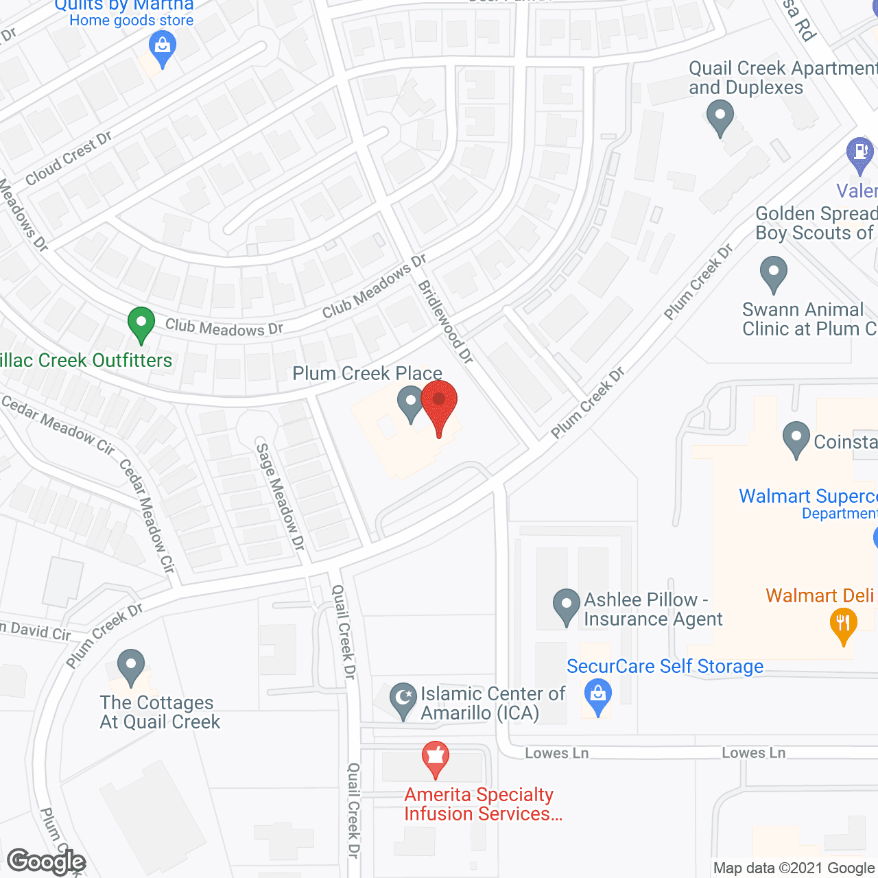 Map of the neighborhood around Plum Creek Place