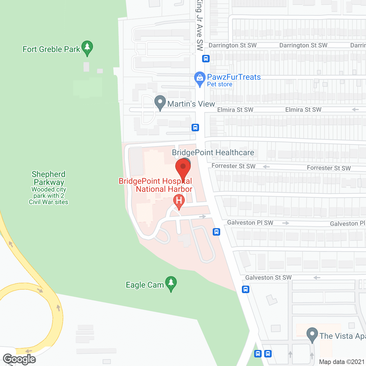 Map of the neighborhood around Hadley Hosp Skilled Nursing