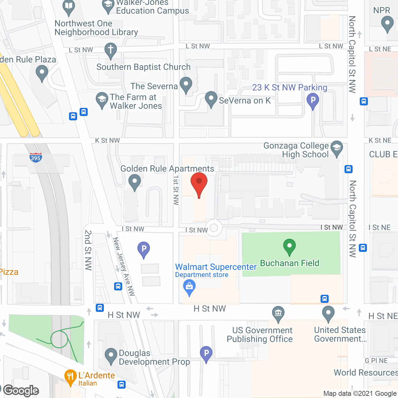 Map of the neighborhood around J B Johnson Nursing Ctr