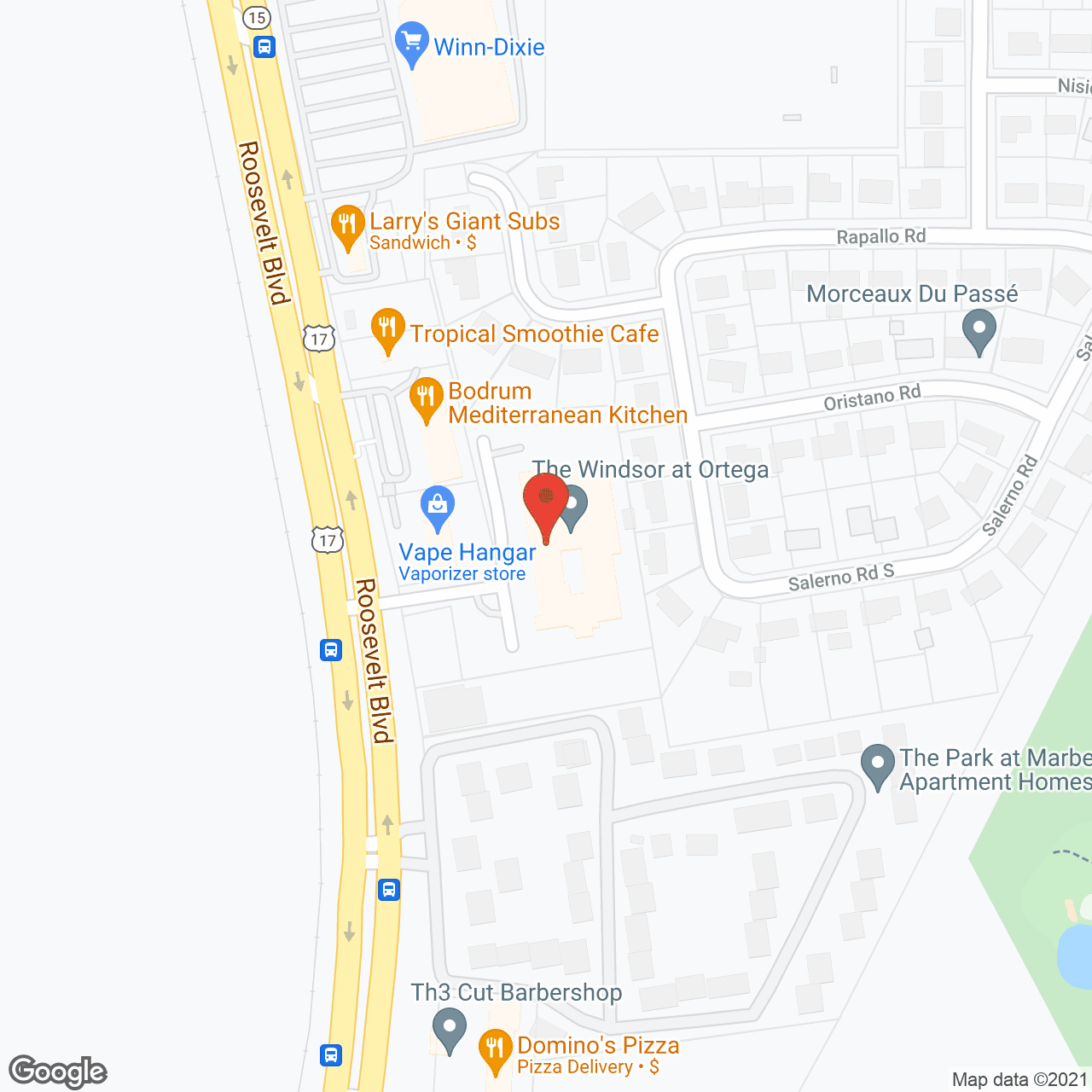 Map of the neighborhood around The Windsor at Ortega