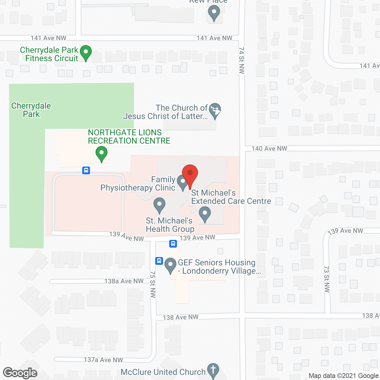 Map of the neighborhood around St Michaels Long Term Care