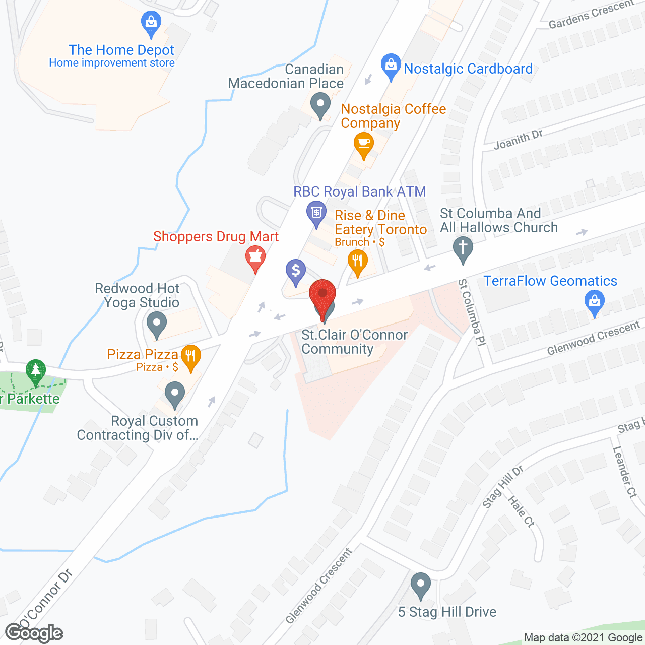 Map of the neighborhood around St Clair Oconnor Community