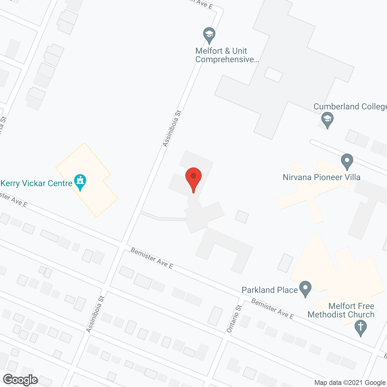 Map of the neighborhood around Parkland Care Ctr