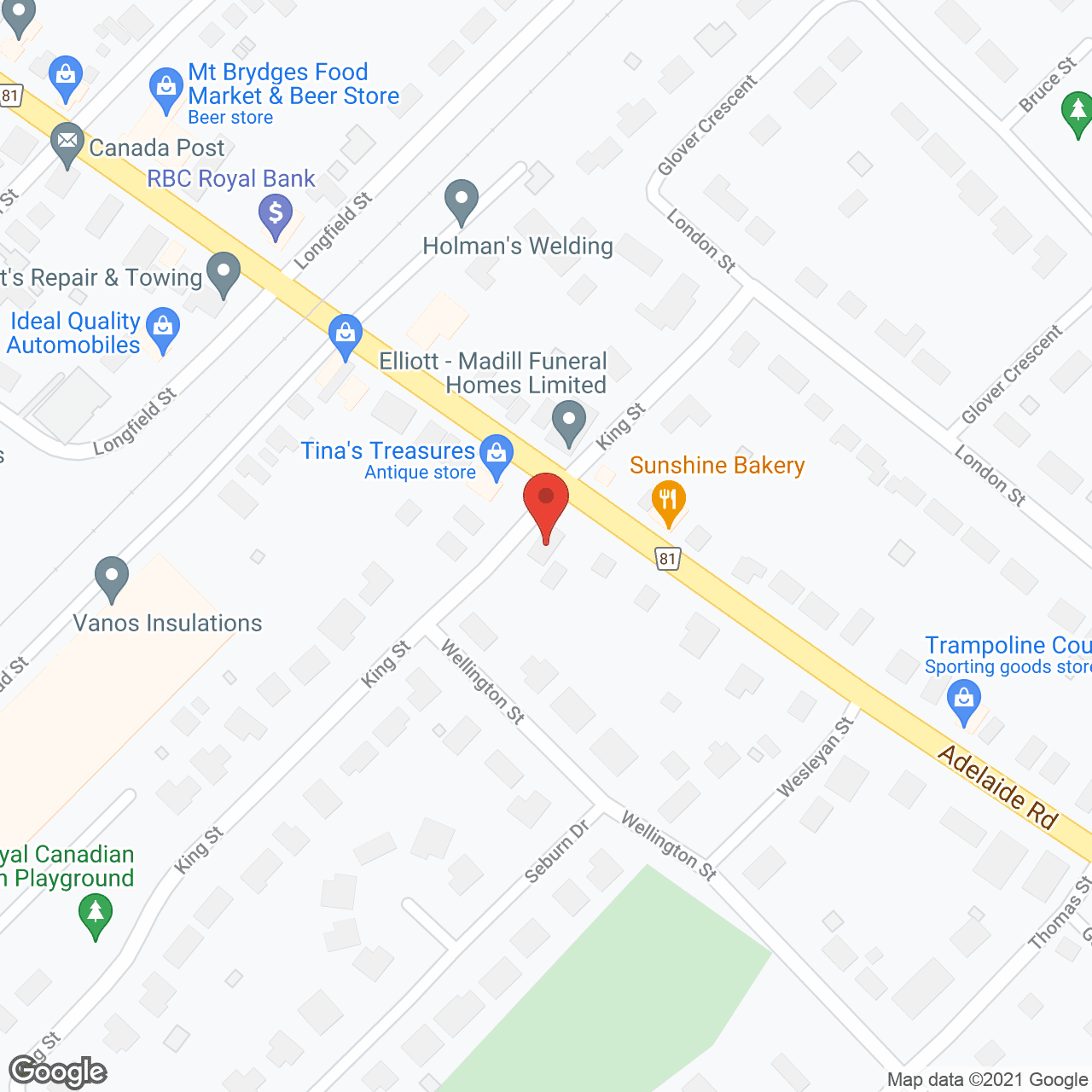 Map of the neighborhood around Mount Brydges Rest Home