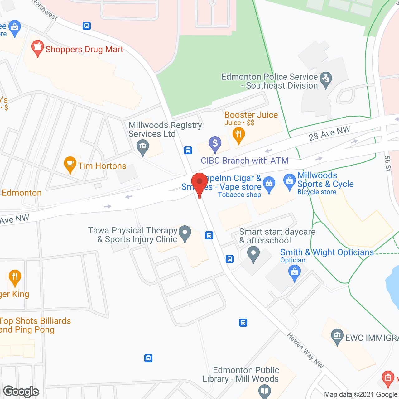 Map of the neighborhood around Millwoods Shepherds Care Ctr