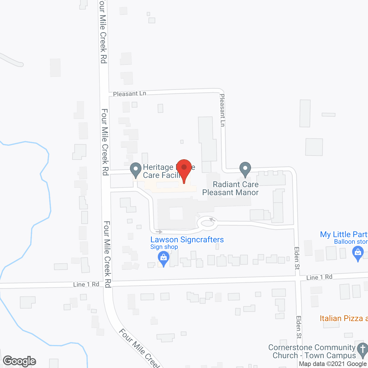 Map of the neighborhood around Heritage Place Care Facility