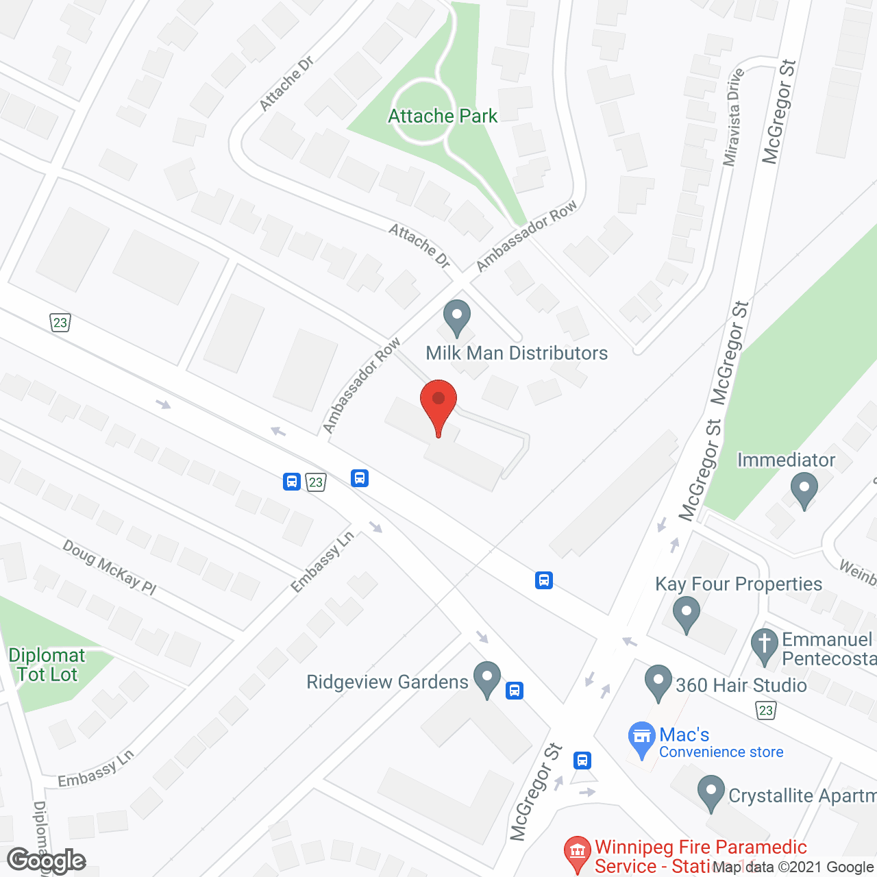 Map of the neighborhood around Carriage House North