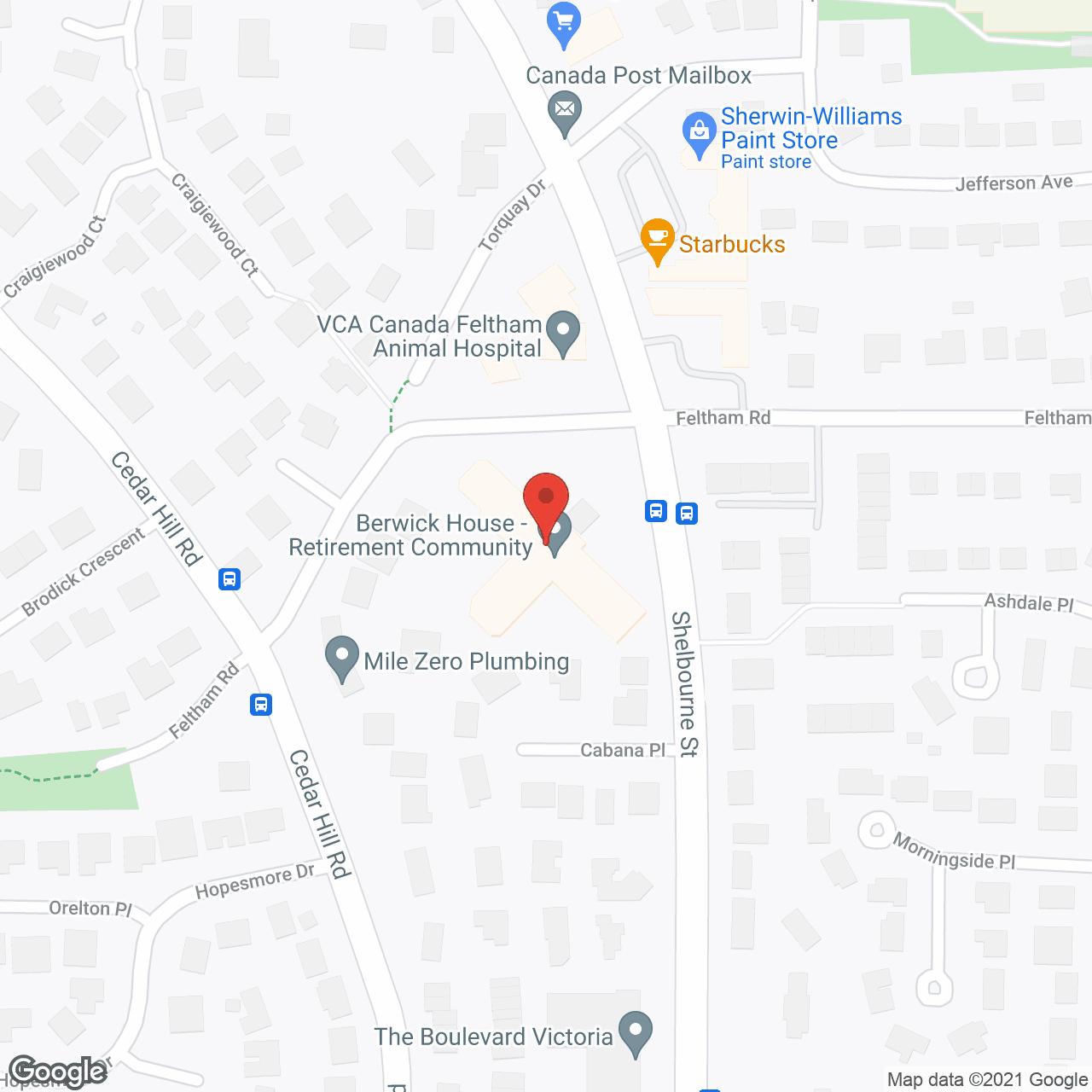Map of the neighborhood around Berwick House Retirement