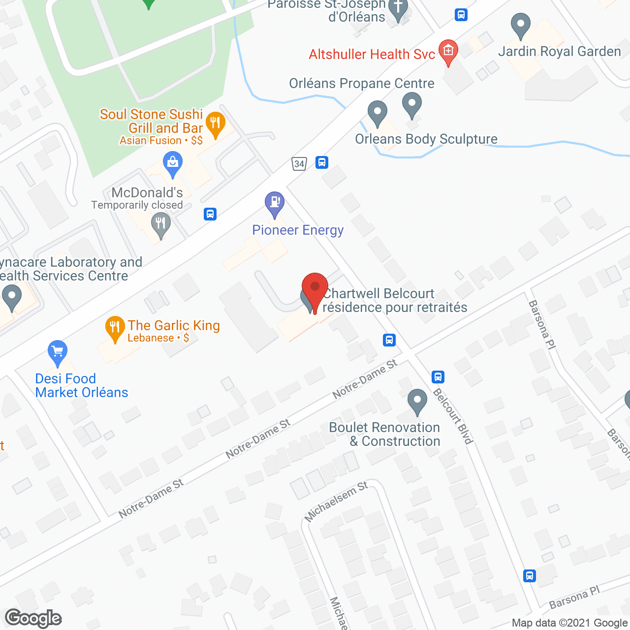 Map of the neighborhood around Belcourt Manor