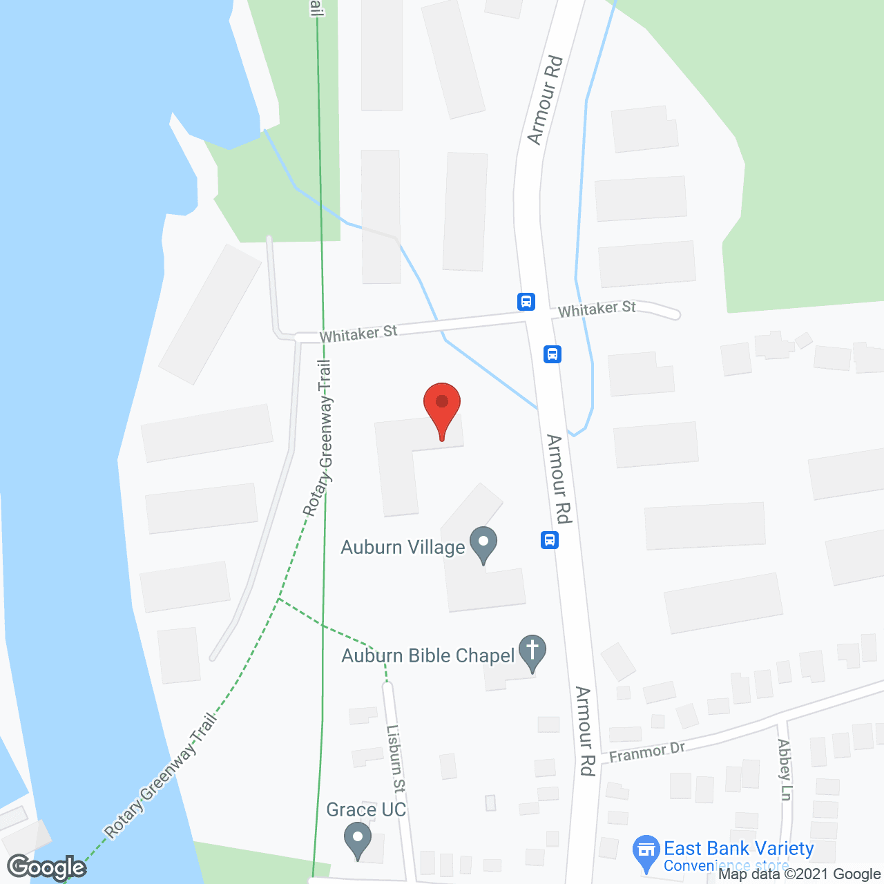 Map of the neighborhood around Auburn Village
