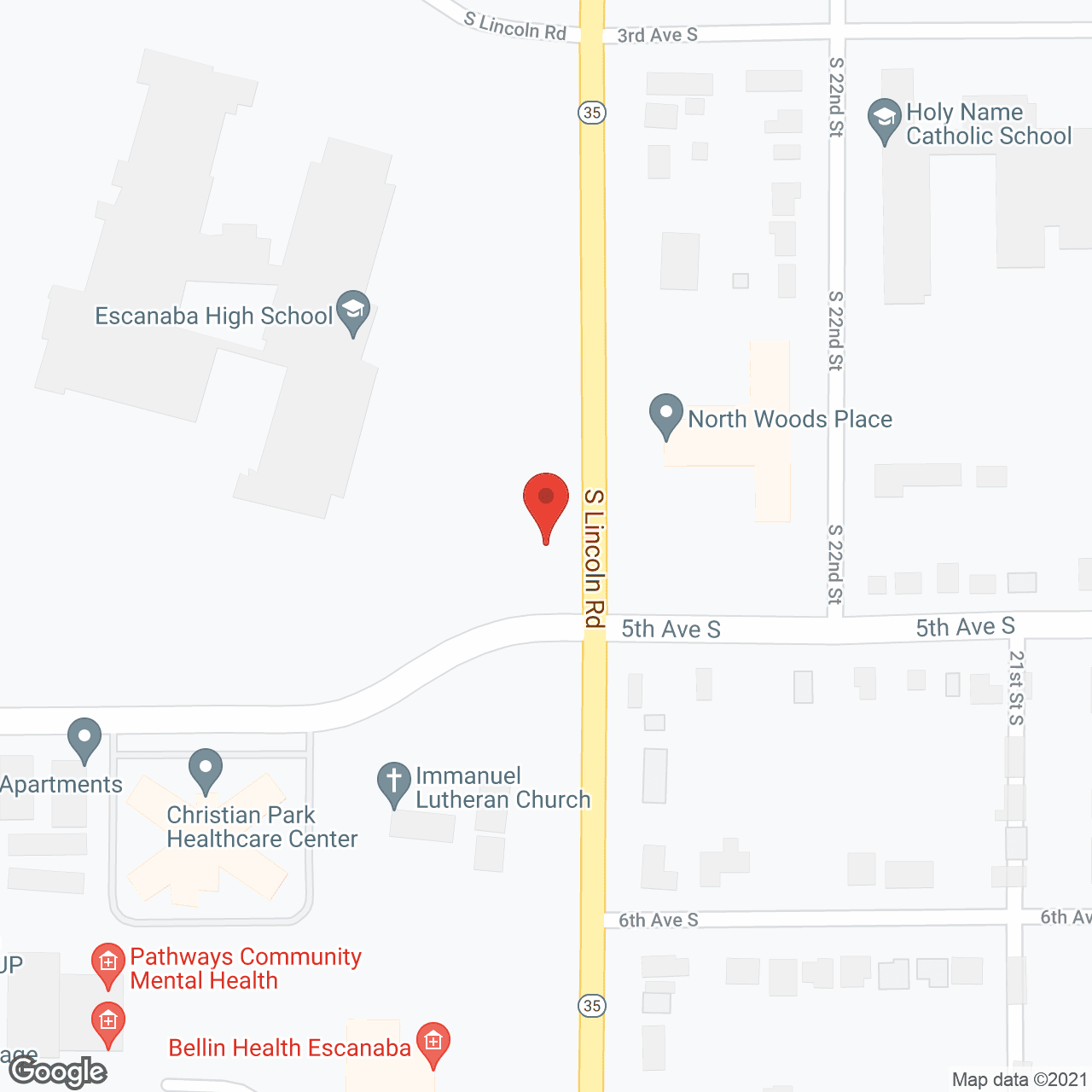 Map of the neighborhood around LakeHouse Escanaba