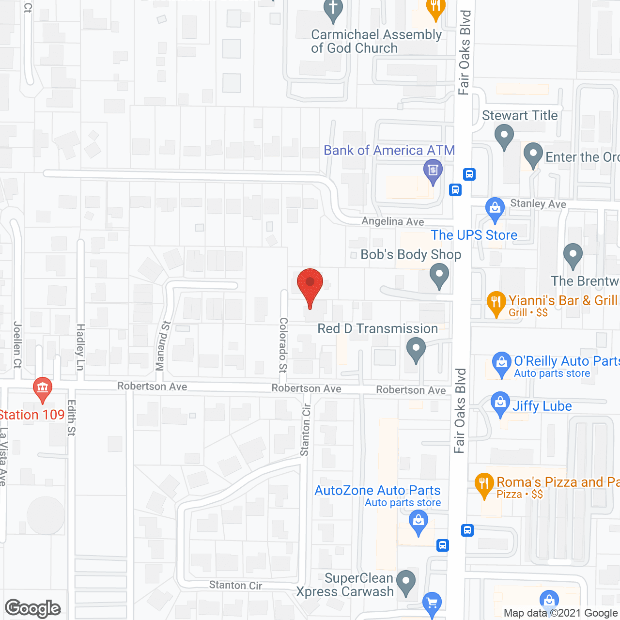 Map of the neighborhood around RNCare House @ Carmichael