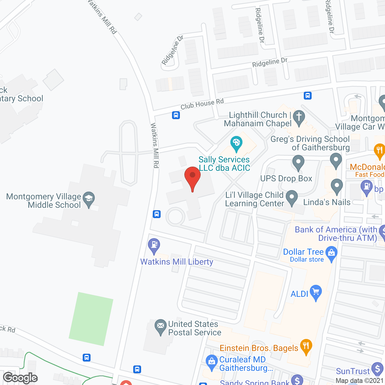 Map of the neighborhood around Montgomery Village Care and Rehabilitation
