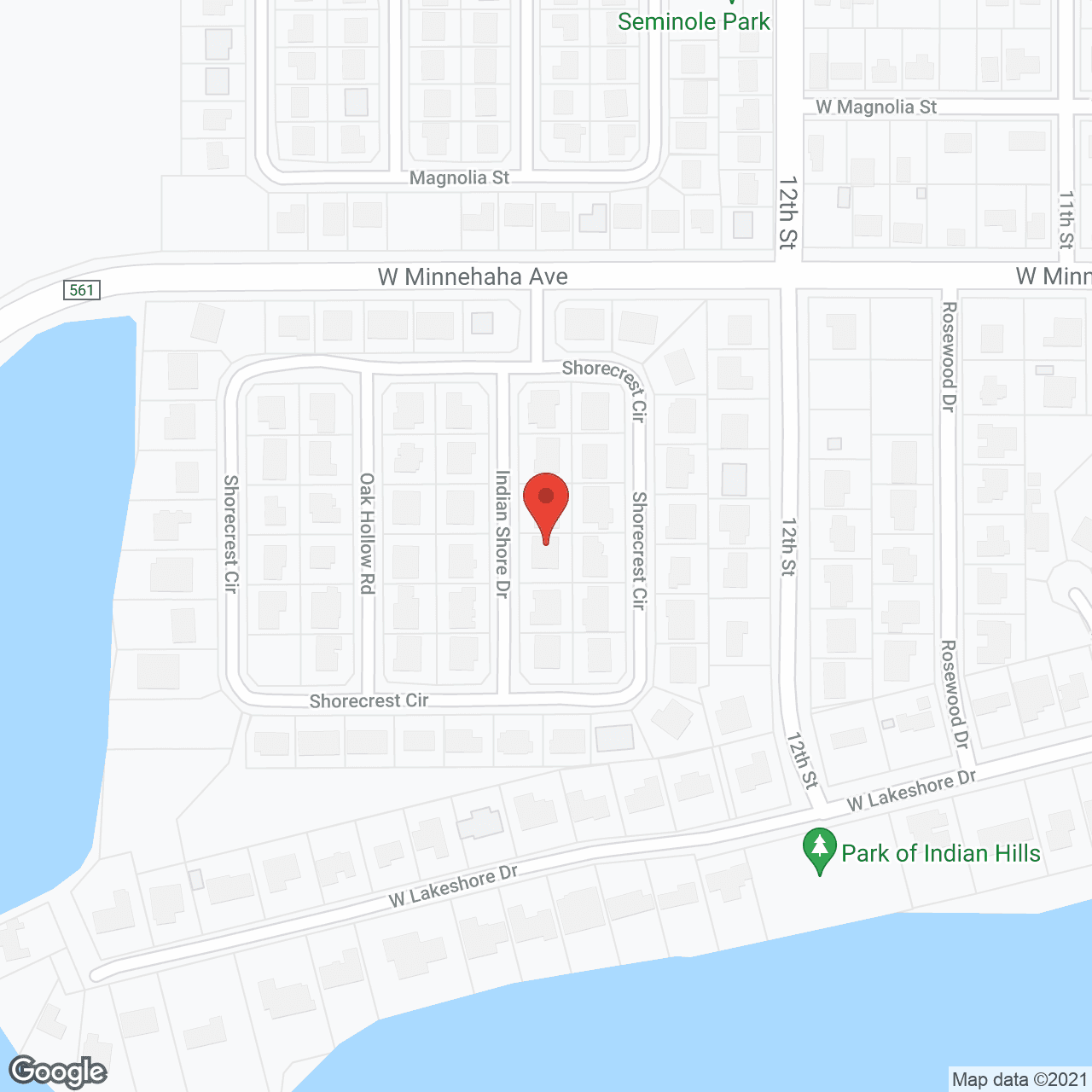 Map of the neighborhood around Indian Shore Manor