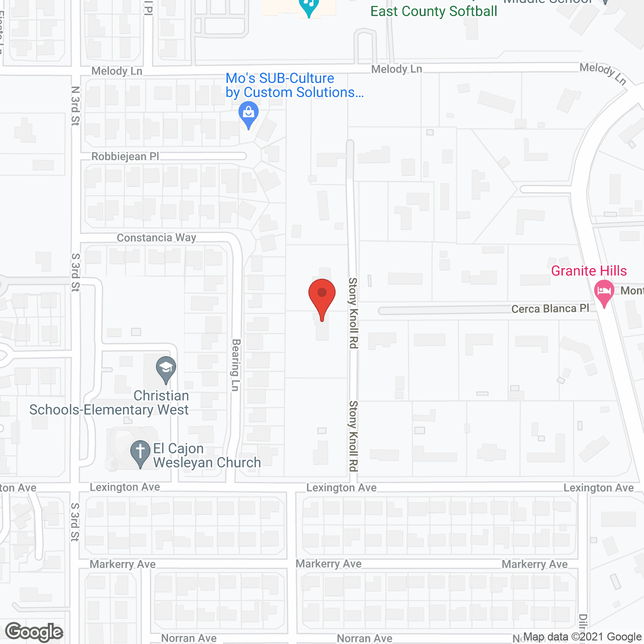 Map of the neighborhood around Rancho Stony Knoll