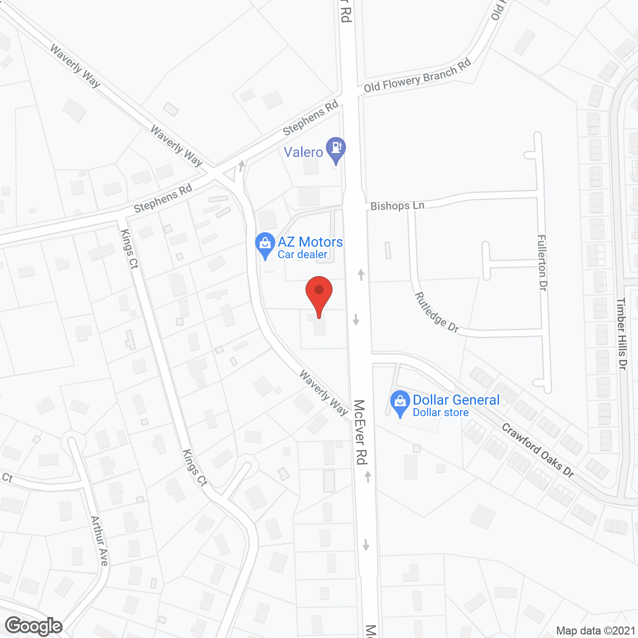 Map of the neighborhood around Senior Care America 3