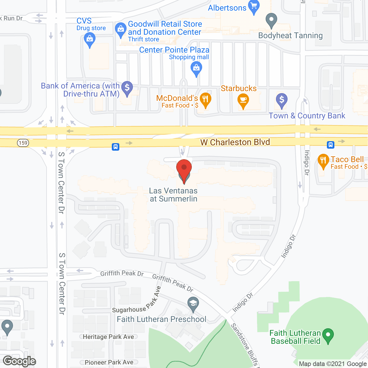 Map of the neighborhood around Las Ventanas at Summerlin