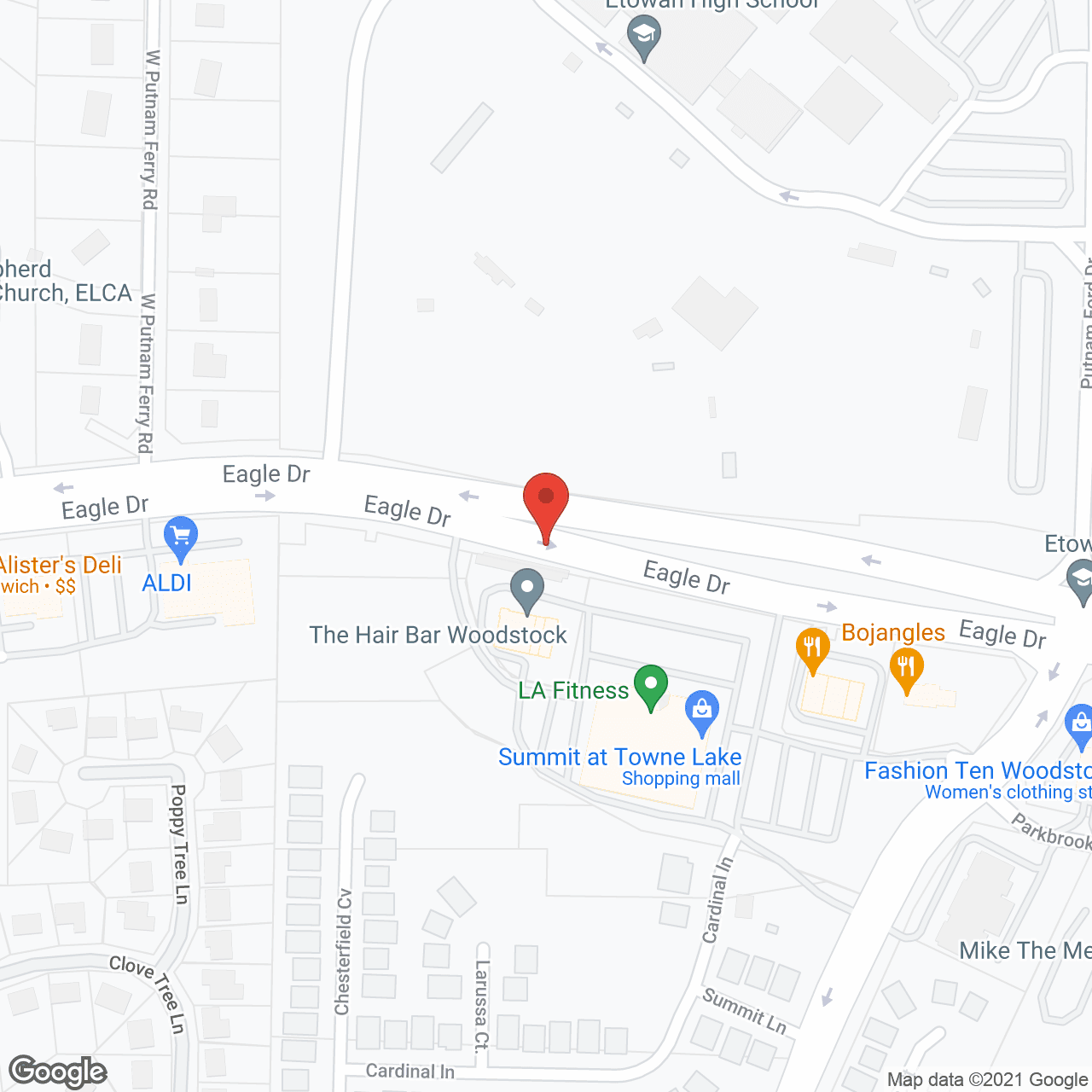 Map of the neighborhood around Reserve at Towne Lake