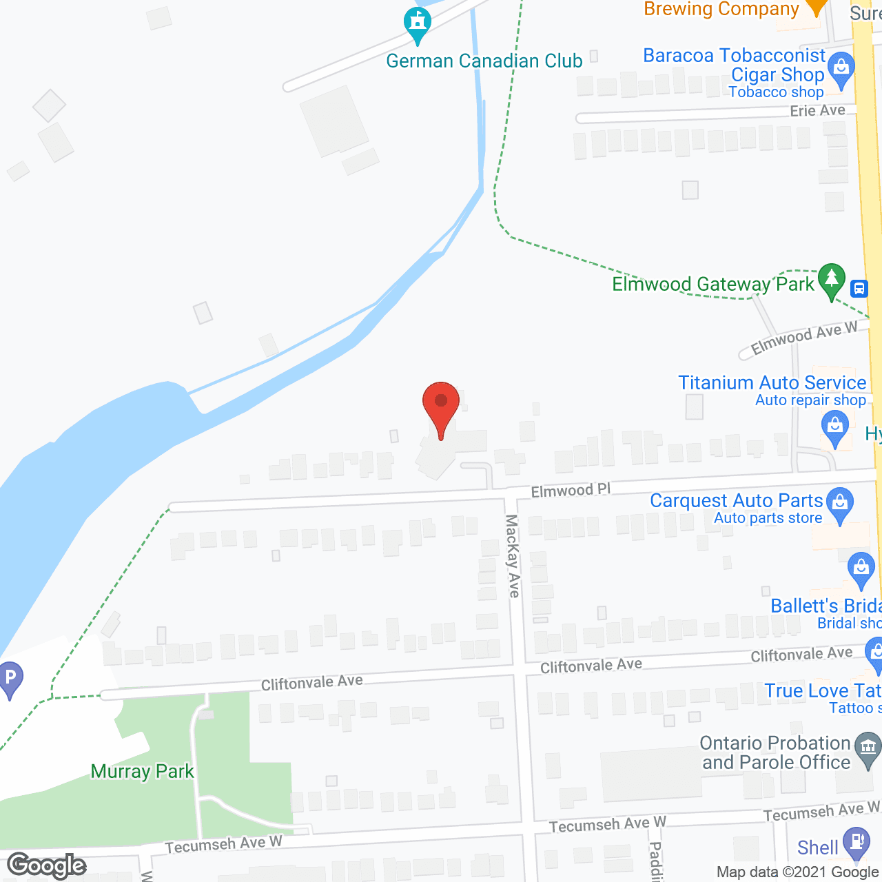 Map of the neighborhood around Elmwood Place