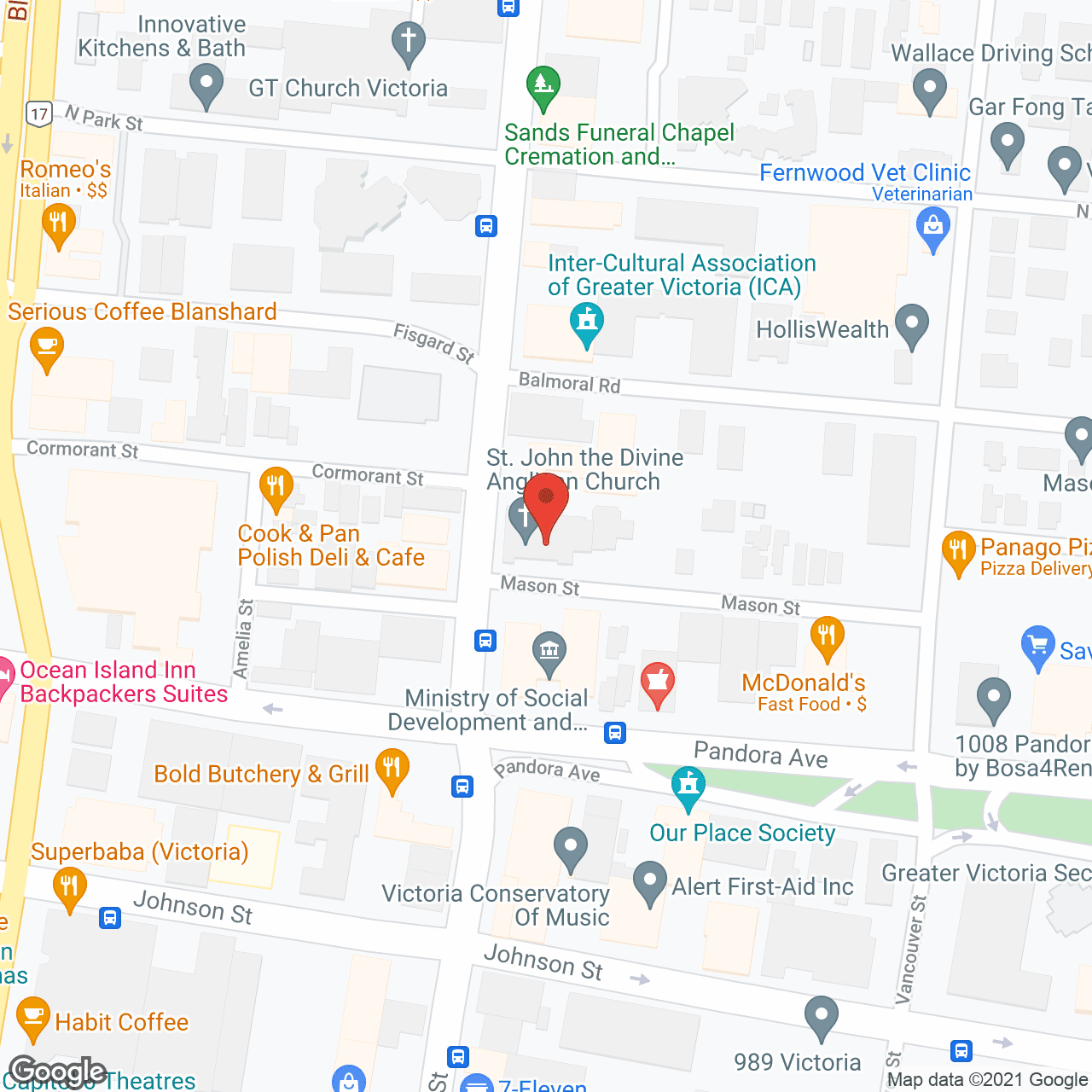 Map of the neighborhood around St Johns Court