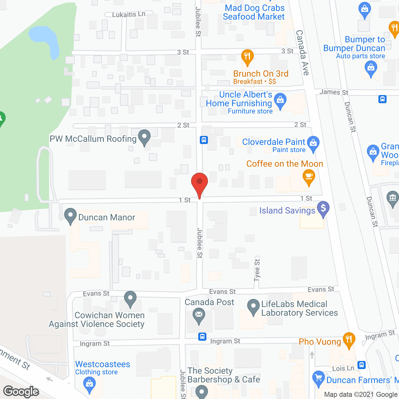 Map of the neighborhood around Duncan Manor