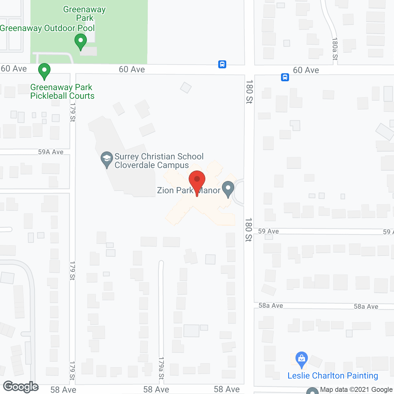 Map of the neighborhood around Zion Park Manor