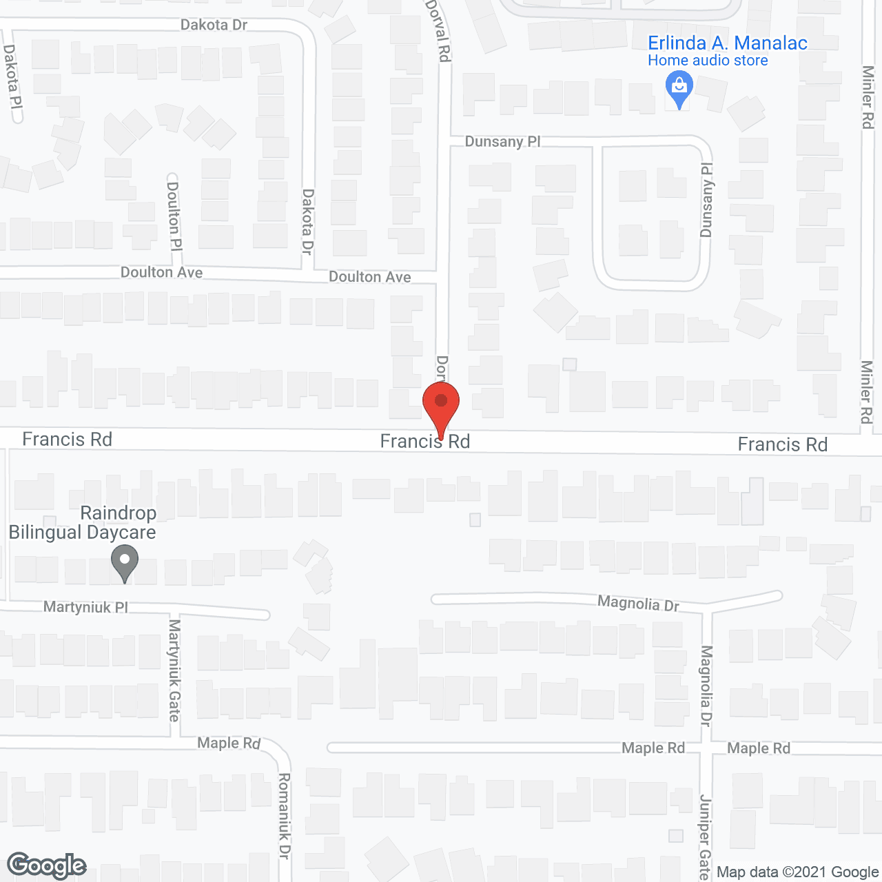 Map of the neighborhood around Maple Vine Court