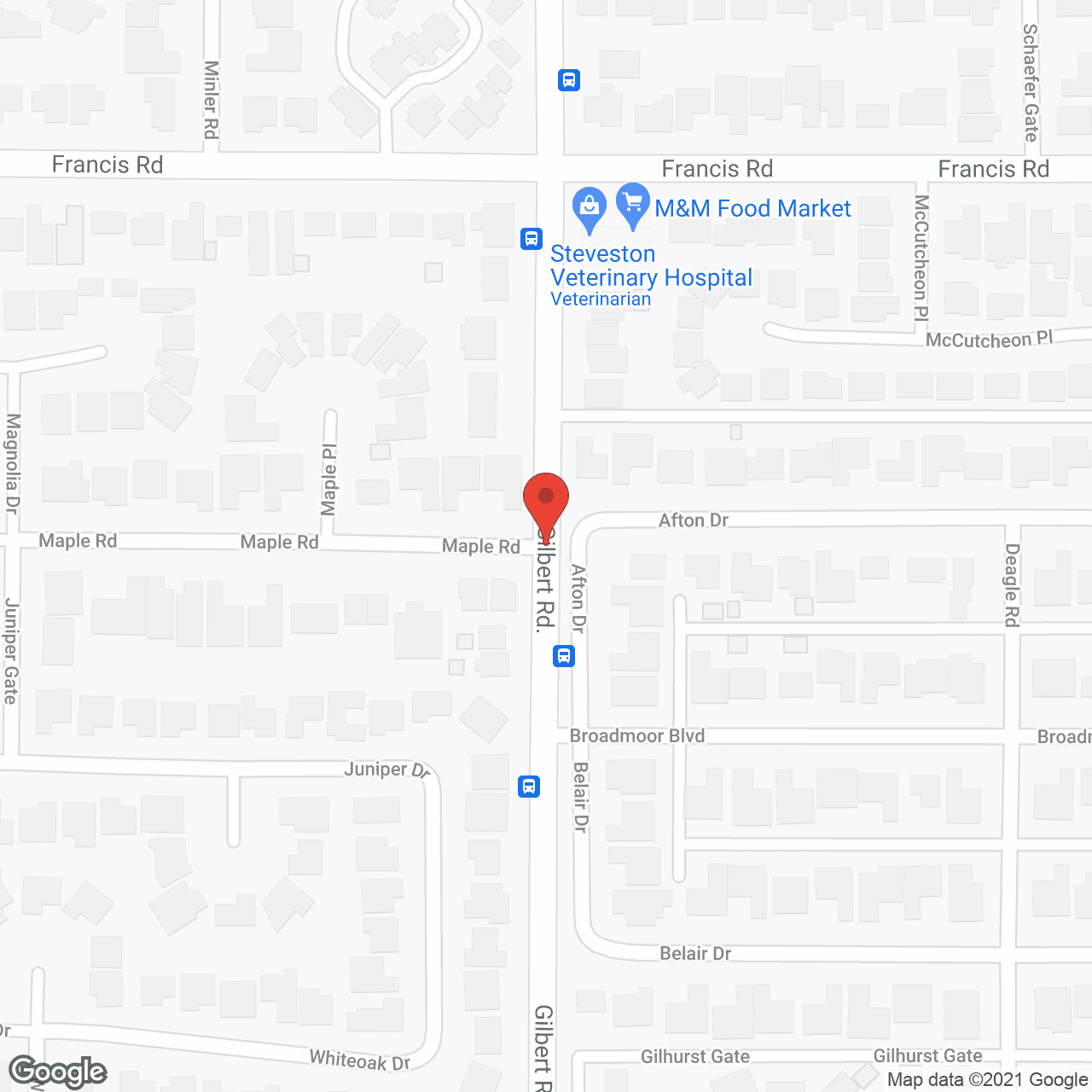 Map of the neighborhood around Gilbert Gardens