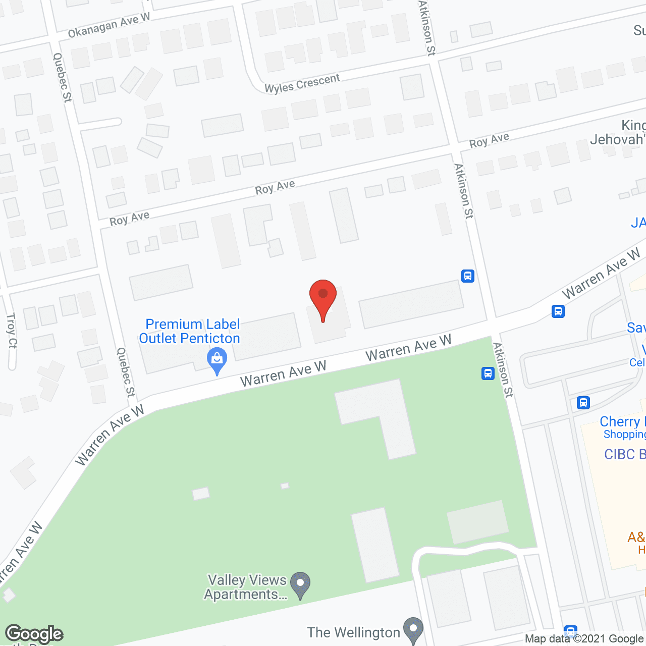 Map of the neighborhood around Comfort Living For Seniors Penticton