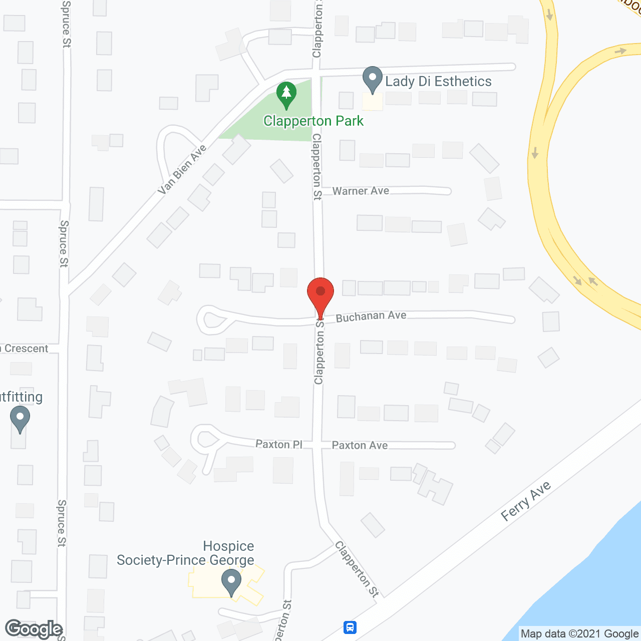 Map of the neighborhood around Prince George Hospice