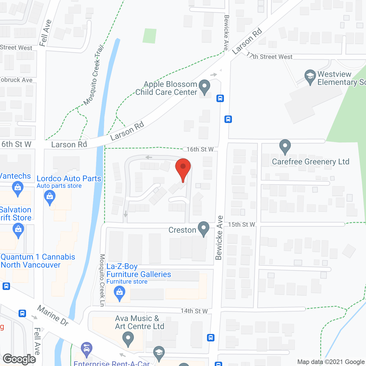 Map of the neighborhood around Creekside Co-Op