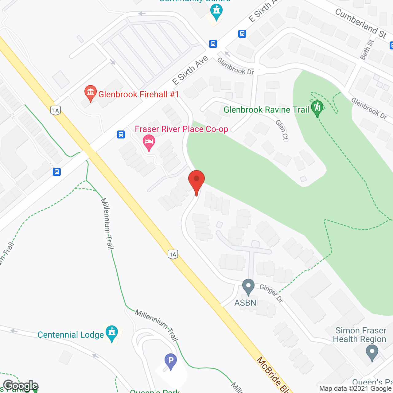 Map of the neighborhood around Queens Park Co-Op